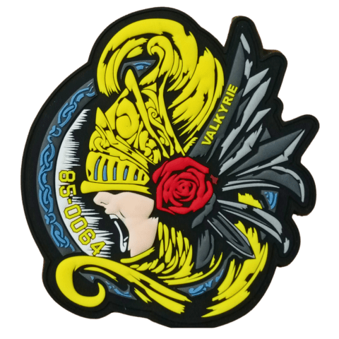 85 - 0064 Valkyrie Red Rose PVC Patch - Badass Patches