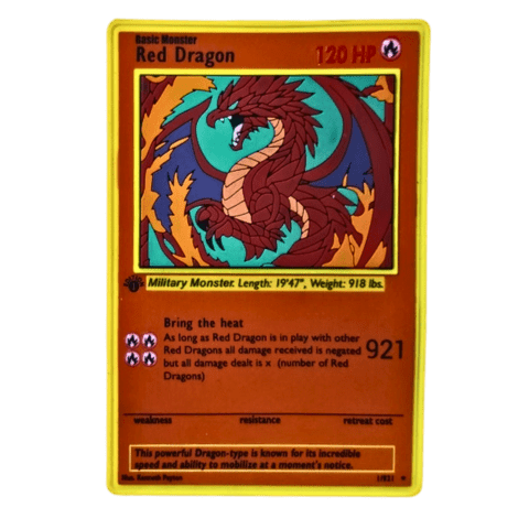 921 Red Dragon Card PVC Patch - Badass Patches