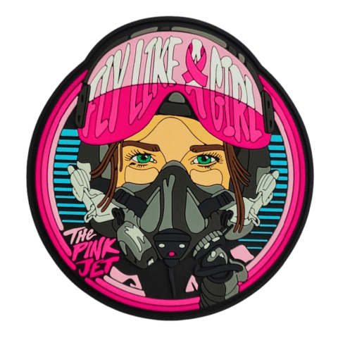 Fly Like a Girl x The Pink Jet PVC Patch (Brunette / Green Eyes) - Badass Patches