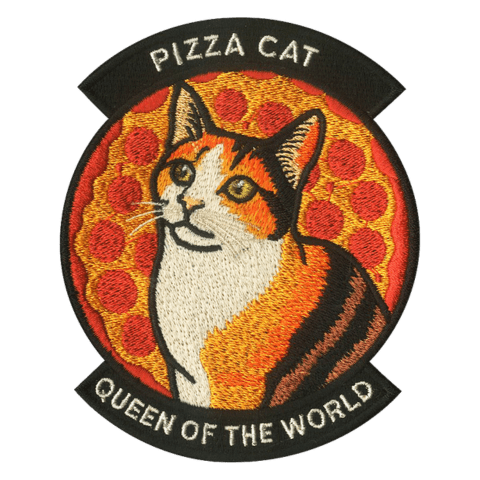 Pizza Cat Queen of the Deid Embroidered Patch - Badass Patches